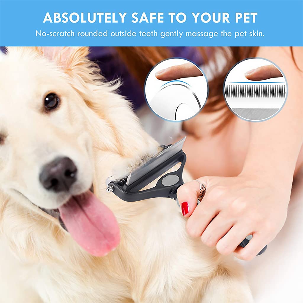 Qpets Dog Brush Dogs Comb 2 in 1 Deshedding Tool& Dematting Undercoat Rake for Mats& Tangles Removing, Dog Grooming Kit, Pet Brush,Great for Short to Long Hair Small Large Breeds(Grey) Qpets Dog Brush Dogs Comb 2 in 1 Deshedding Tool& Dematting Undercoat Rake for Mats& Tangles Removing, Dog Grooming Kit, Pet Brush,Great for Short to Long Hair Small Large Breeds(Grey)